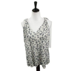Merona Black/White Floral Sleeveless Knit Top Size XL